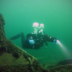 Wrack 1, Kajütboot, Tauchen im Werbellinsee, Tauchen in Brandenburg